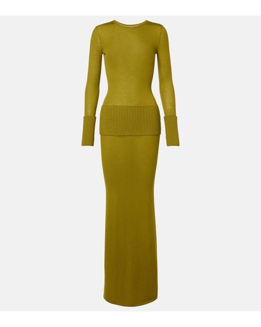 Alaïa Green Knitted Wool Maxi Dress
