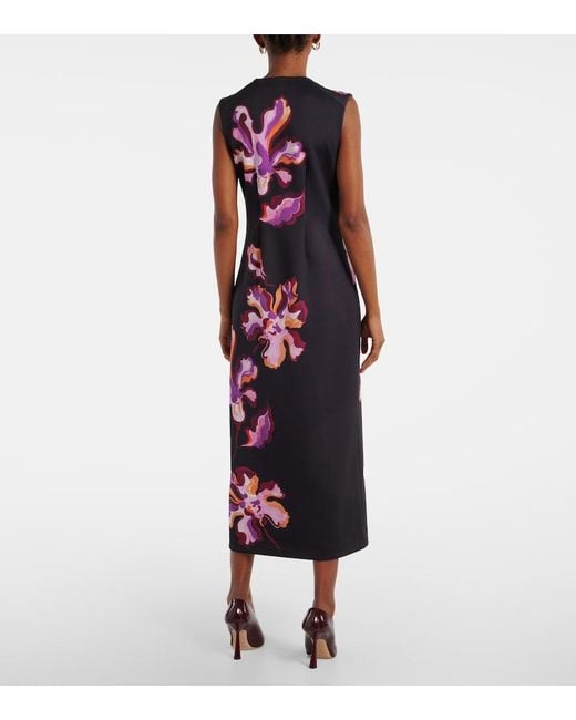 Dorothee Schumacher Purple Floral Neoprene Midi Dress