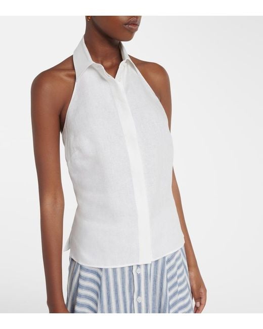 Ralph Lauren White Eldred Halterneck Linen Top