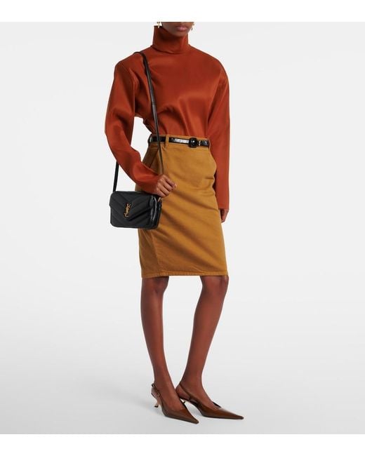 Saint Laurent Brown Lee Leather Slingback Pumps