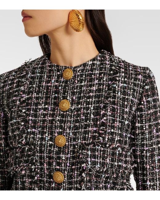 Balmain Black Tweed Bluson Bomber