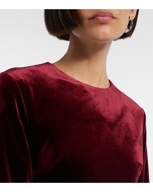 LEO LIN Red Aliza Floral-Applique Velvet Minidress