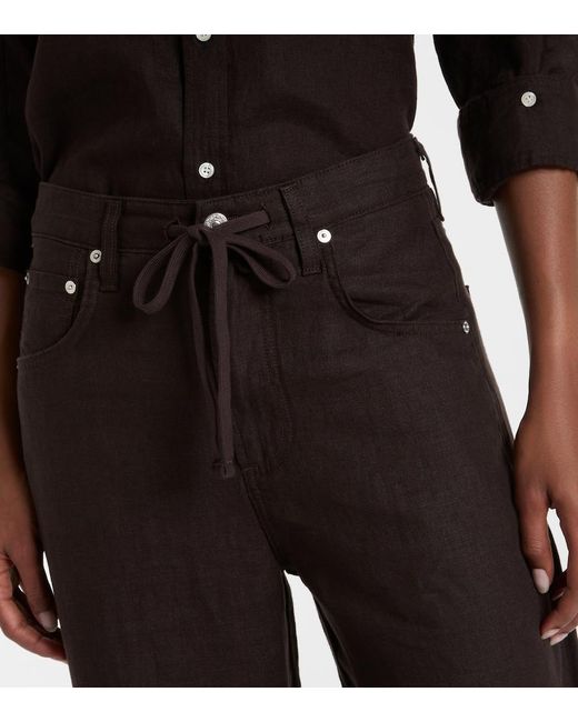 Citizens of Humanity Black Brynn Linen Wide-Leg Pants