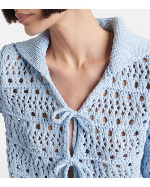 Ganni Blue Tie String Cardigan