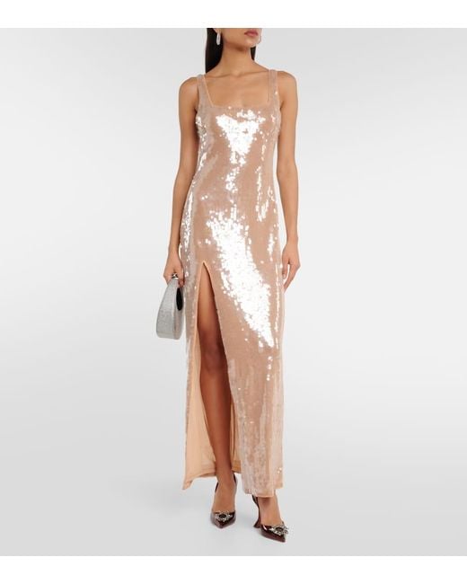 Staud Natural Le Sable Sequined Maxi Dress