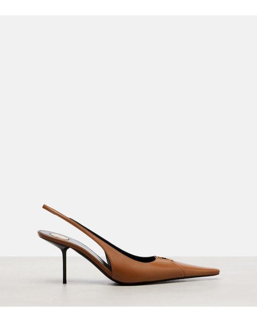 Saint Laurent Brown Babylone Breteuil Leather Slingback Pumps