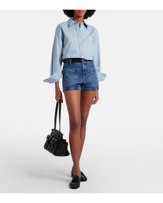 FRAME Blue Cruise High-Rise Denim Shorts