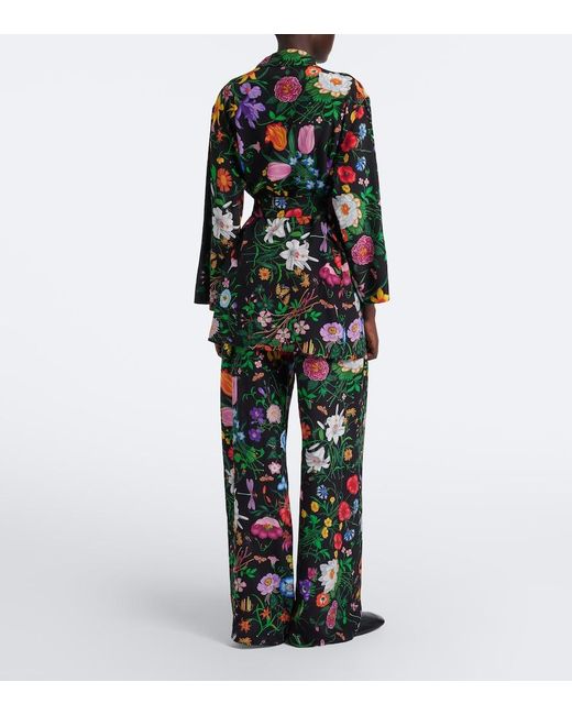 Gucci Multicolor Flora Silk Twill Palazzo Pants