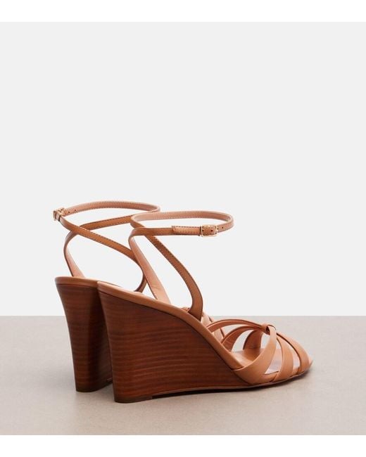 Aquazzura Brown Tati Leather Wedge Sandals