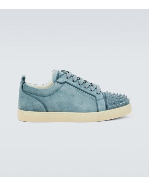 Christian Louboutin Blue Louis Junior Spikes Suede Sneakers for men