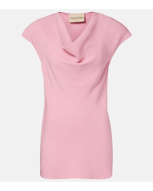 Valentino Pink Cady Couture Draped Top