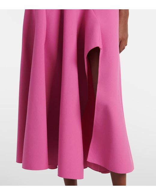 Oscar de la Renta Pink Draped Wool-Blend Midi Dress