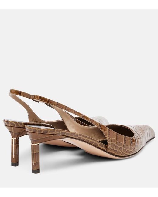 Tom Ford Brown Croc-Effect Slingback Pumps