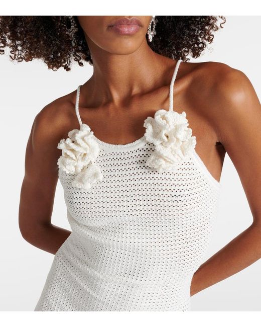 Self-Portrait White Halterneck Crochet Minidress