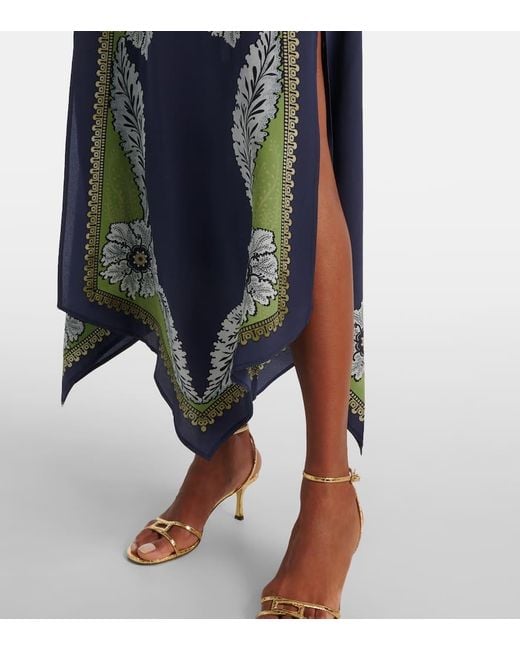 LaDoubleJ Blue Cherie Printed Silk Maxi Dress