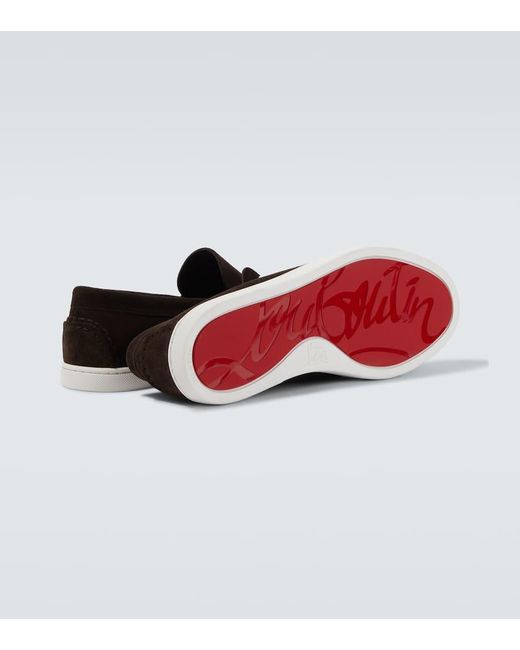 Christian Louboutin Black Chambeliboat Suede Slip-On Shoes for men