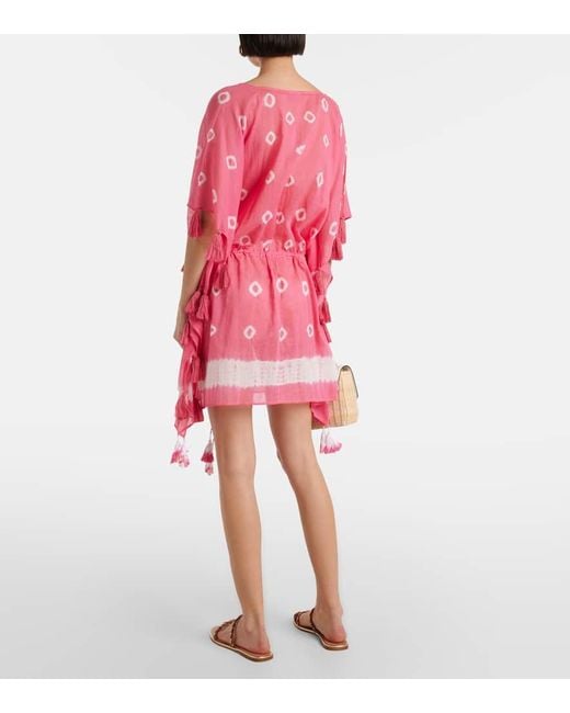 Anna Kosturova Pink Sand Dollar Tie-Dye Cotton Kaftan