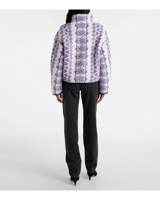 Isabel Marant Blue Marie Printed Teddy Half-Zip Sweater
