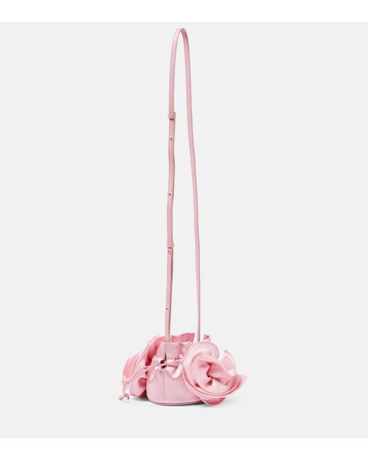 Magda Butrym Pink Magda Small Floral-applique Satin Bucket Bag