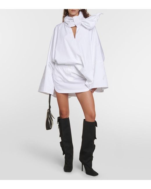 The Attico White Mid-Rise Cotton Miniskirt