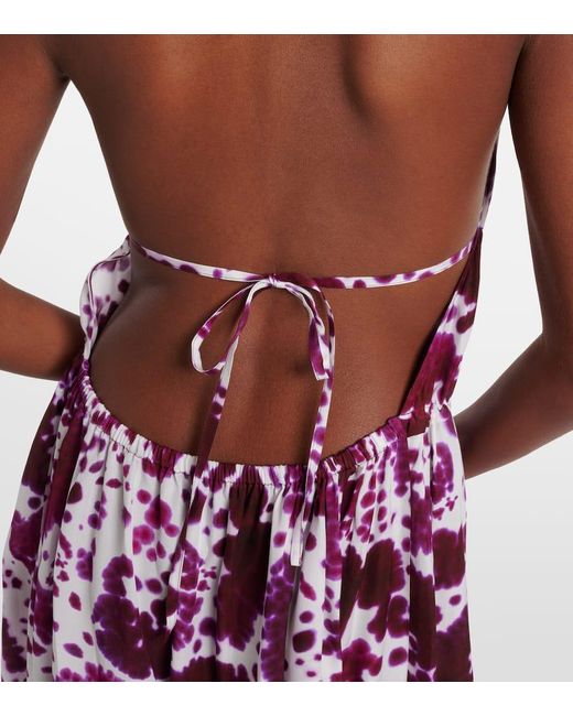 Dries Van Noten Purple Bedrucktes Maxikleid