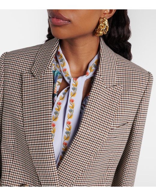 Etro Natural Checked Double-Breasted Wool-Blend Blazer
