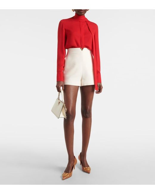 Valentino Red Bow-Detail Silk Blouse
