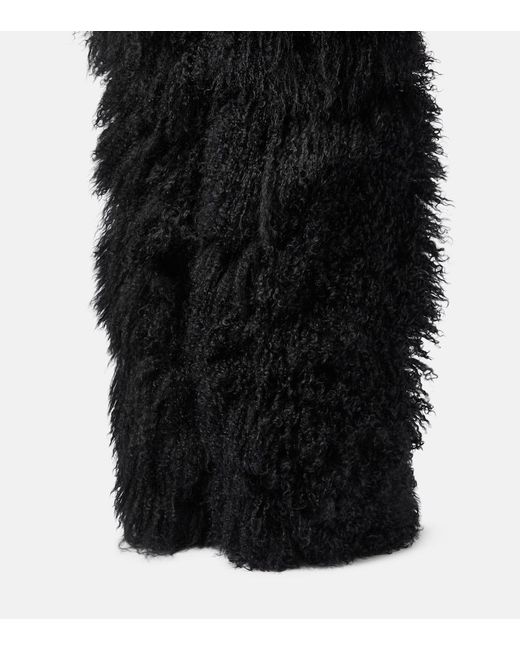 Paris Texas Black Shearling Fur Boots