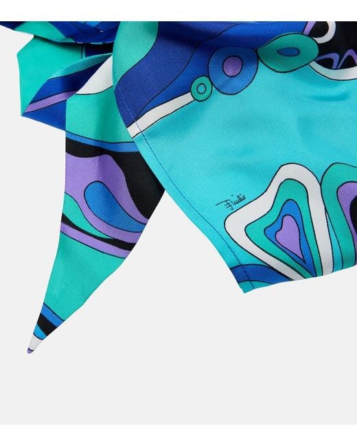 Emilio Pucci Blue Iride Silk Twill Head Wrap