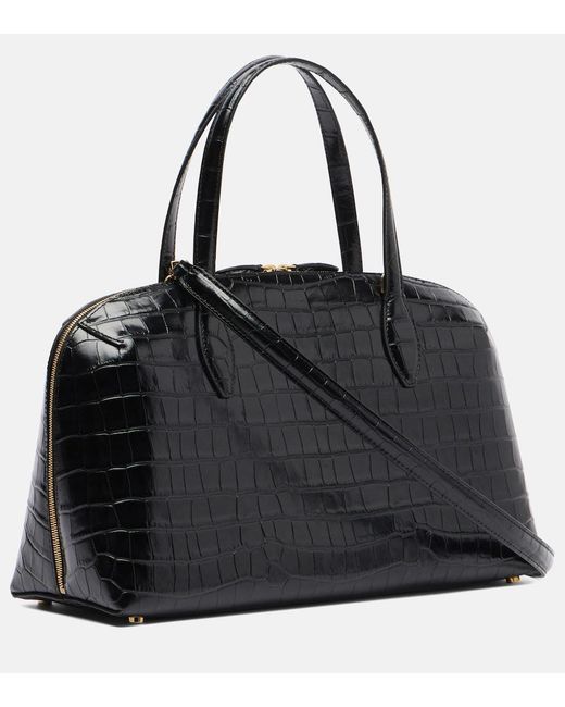 Totême  Black Lounge Medium Croc-Effect Leather Tote Bag