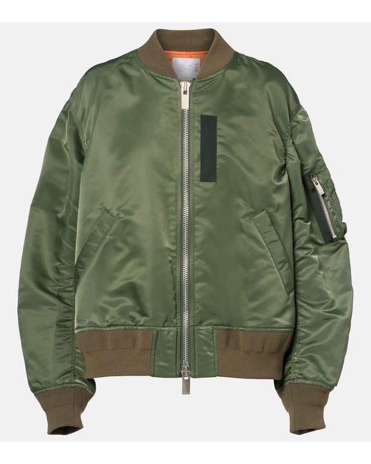 Sacai Green Technical Twill Bomber Jacket