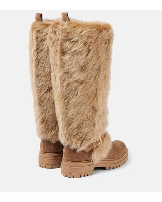 Gianvito Rossi Brown Stiefel Aus Veloursleder Mit Shearling