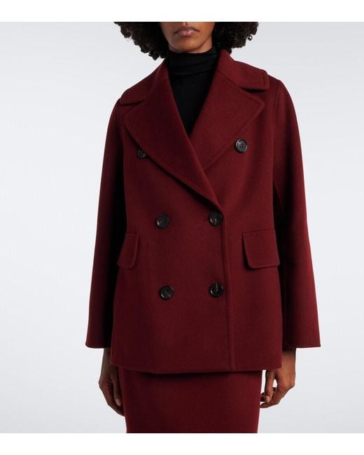 Max Mara Purple Virgin Wool Peacoat