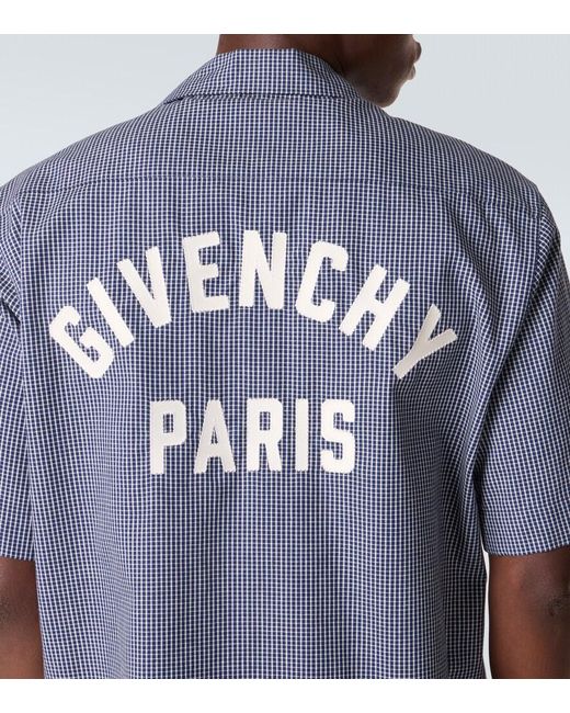 Givenchy Blue Checked Cotton Bowling Shirt for men