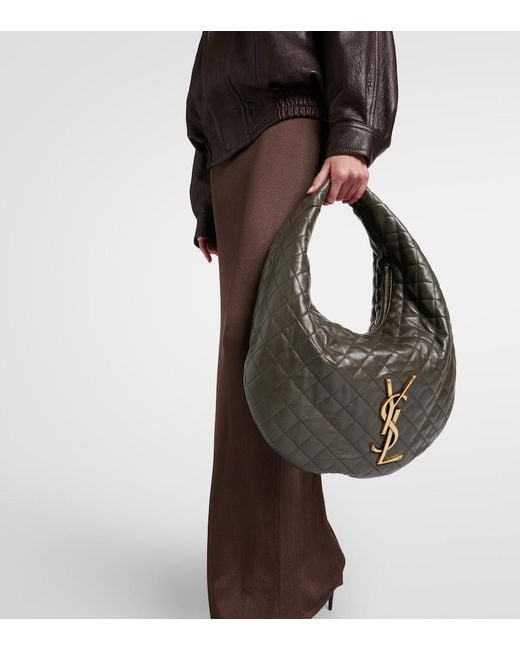 Saint Laurent Gray Icare Medium Quilted Leather Shoulder Bag