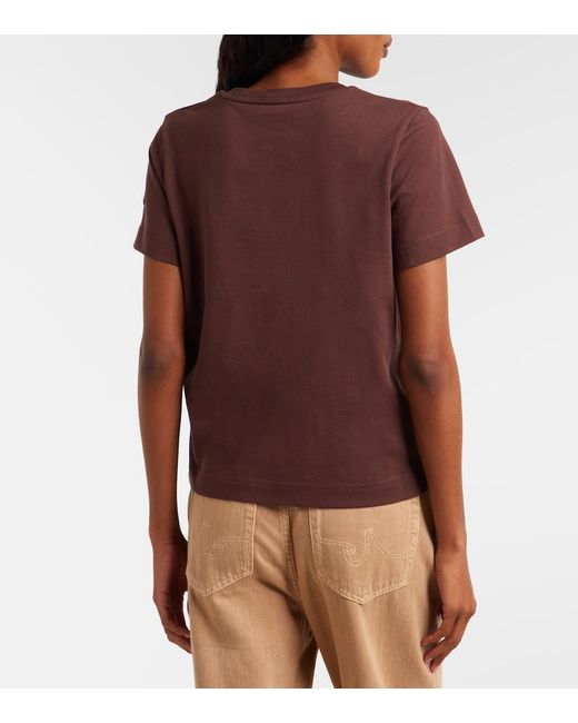 Moncler Brown Embroidered Cotton Jersey T-Shirt