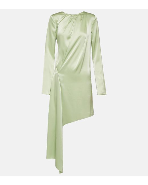 J.W. Anderson Green Asymmetric Satin Midi Dress