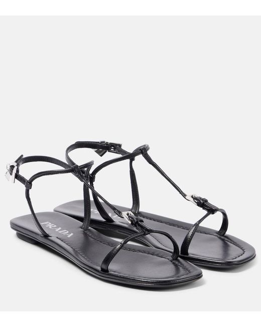 Prada Metallic Leather Sandals