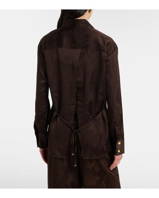 Ganni Brown Satin Jacquard Shirt