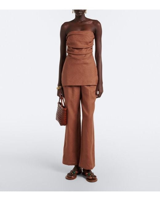 Faithfull The Brand Brown Capriolla Linen Wide-Leg Pants