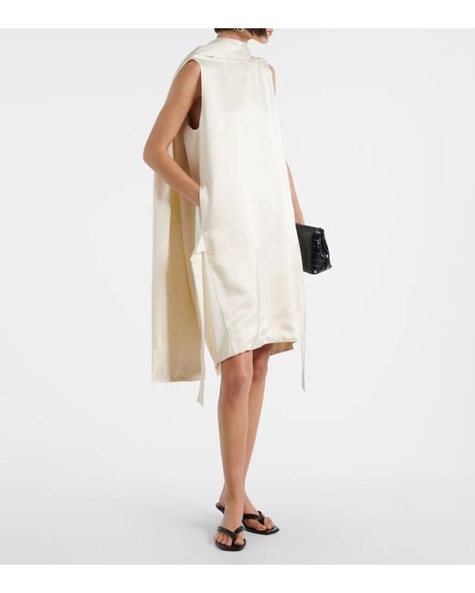 Totême White Cocoon Deconstructed Satin Minidress
