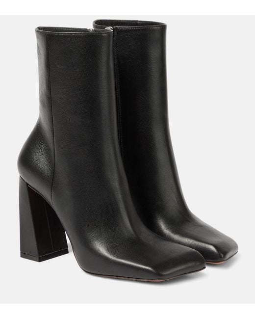 AMINA MUADDI Black Leather Heel Ankle Boots