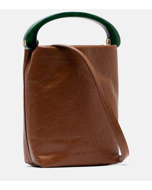 Dries Van Noten Brown Tote Bag Micro Aus Leder