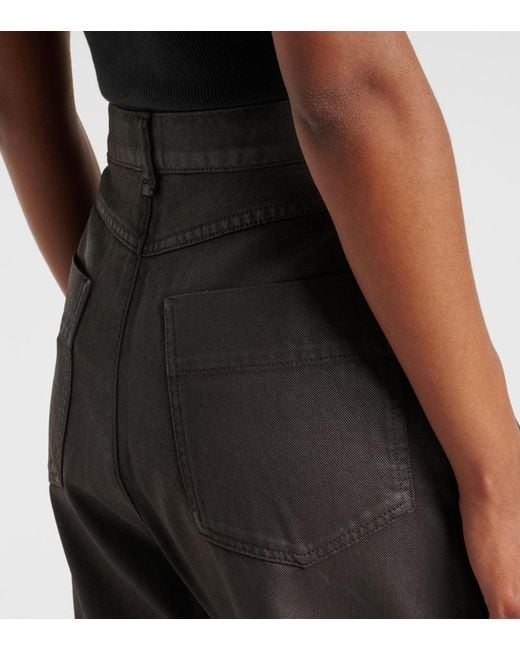 Lemaire Black Weite High-Rise-Hose Aus Baumwolle