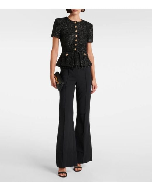 Self-Portrait Black Jumpsuit Aus Boucle