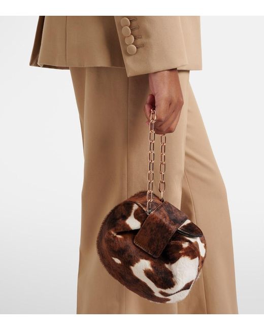 Gabriela Hearst Brown Demi Small Calf Hair Clutch