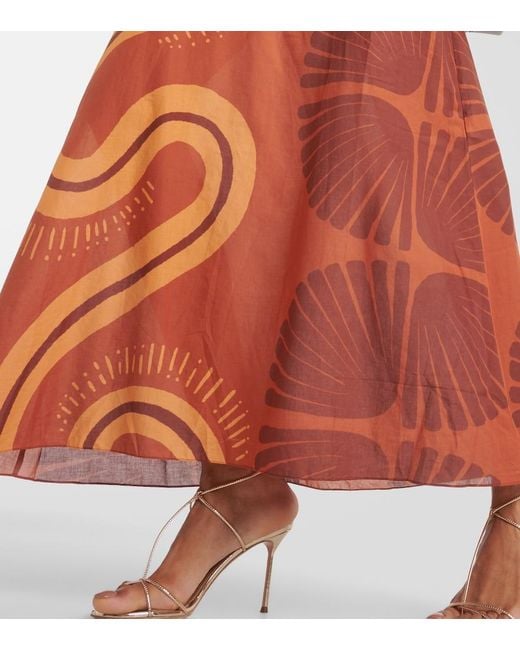 Johanna Ortiz Orange Cotton Maxi Dress