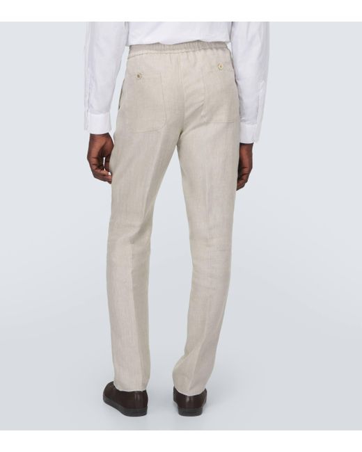 Etro Natural Linen Straight Pants for men