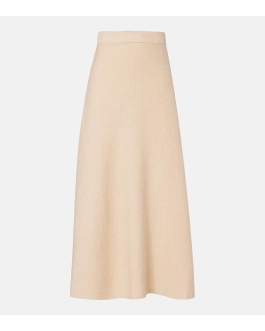 Max Mara Natural Giberna Wool And Cashmere Maxi Skirt