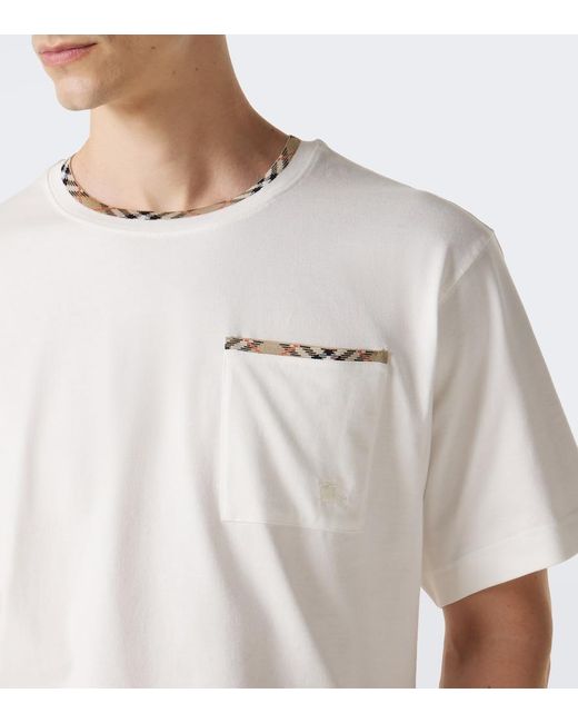 Burberry White Check Cotton Jersey T-Shirt for men